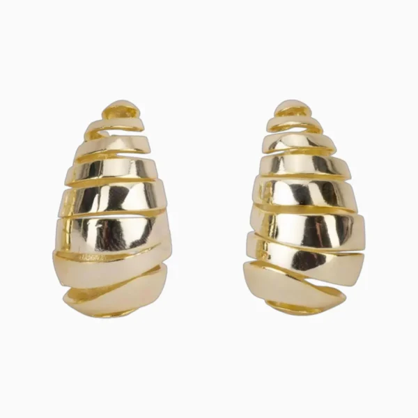 Aretes Broquel De Oro Gota Cortada