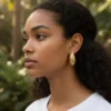 Aretes Broquel De Oro Gota Cortada