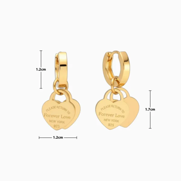 Aretes Huggies De Acero Amor Dorado