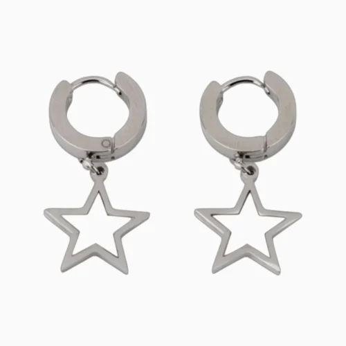 Aretes Huggies De Acero Estrella Plateada 1