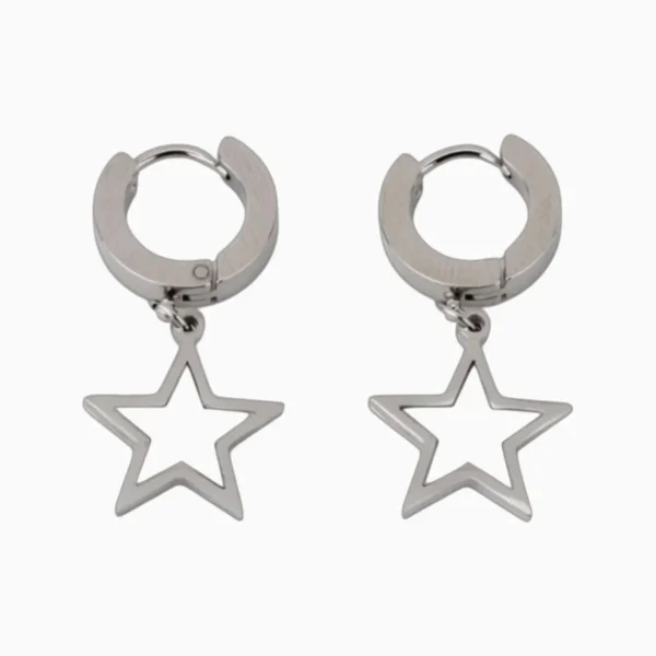 Aretes Huggies De Acero Estrella Plateada 1