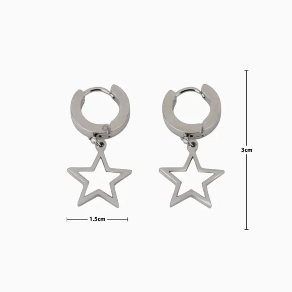 Aretes Huggies De Acero Estrella Plateada 1