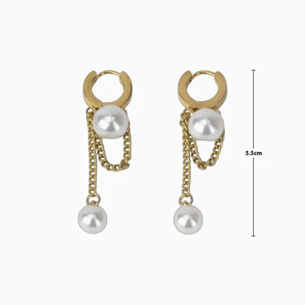 Aretes Huggies De Acero Perlas Dorado