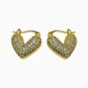 Aretes Huggies De Oro Corazon Brillante