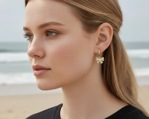 Aretes Huggies De Oro Moño Brillante