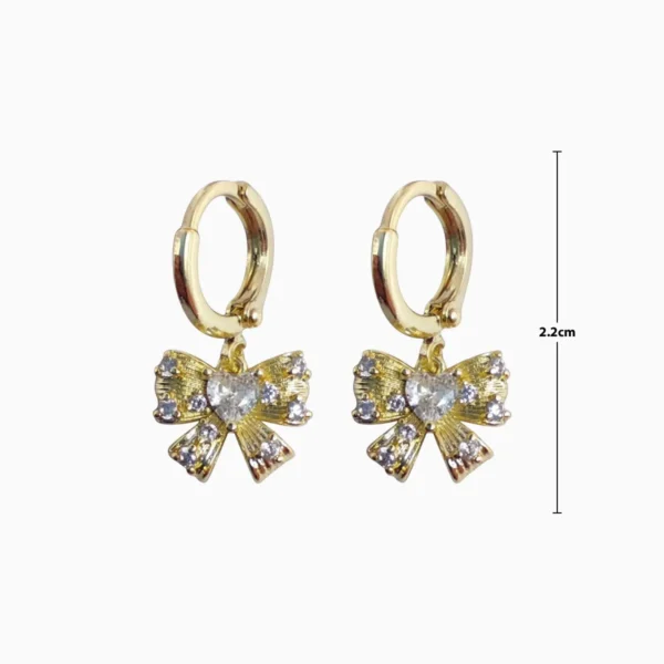 Aretes Huggies De Oro Moño Brillante Aretes Huggies De Oro Moño Brillante