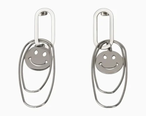 Aretes Largos De Acero Carita Feliz