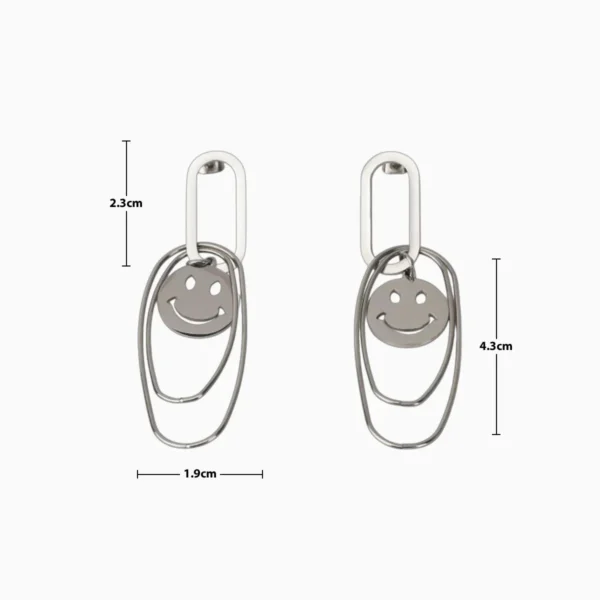 Aretes Largos De Acero Carita Feliz