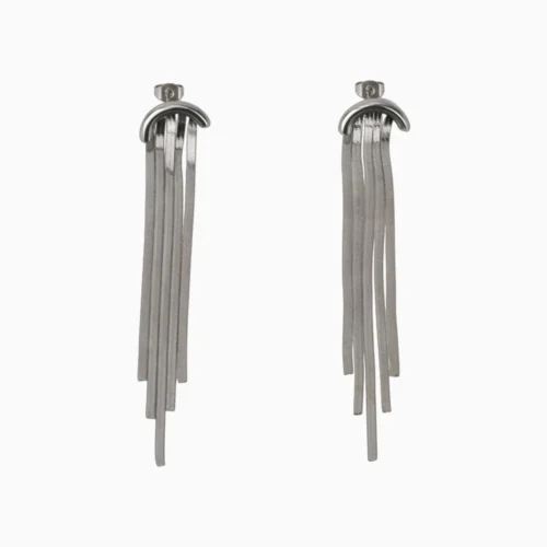 Aretes Largos De Acero Arco Cola De Ratón