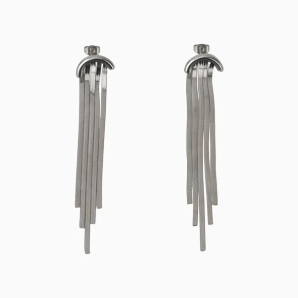 Aretes Largos De Acero Arco Cola De Ratón