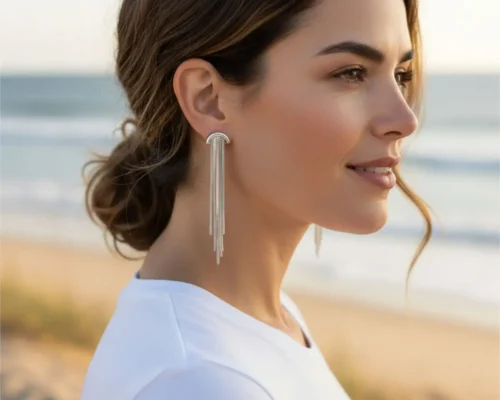 Aretes Largos De Acero Cola De Raton