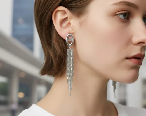 Aretes Largos De Acero Colgantes De Cubo