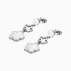 Aretes Largos De Acero Flor 5 Hojas Blanco