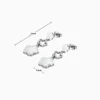 Aretes Largos De Acero Flor 5 Hojas Blanco