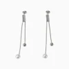 Aretes Largos De Acero Piedras y Perla
