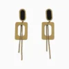 Aretes Largos De Acero Rectangulo Dorado
