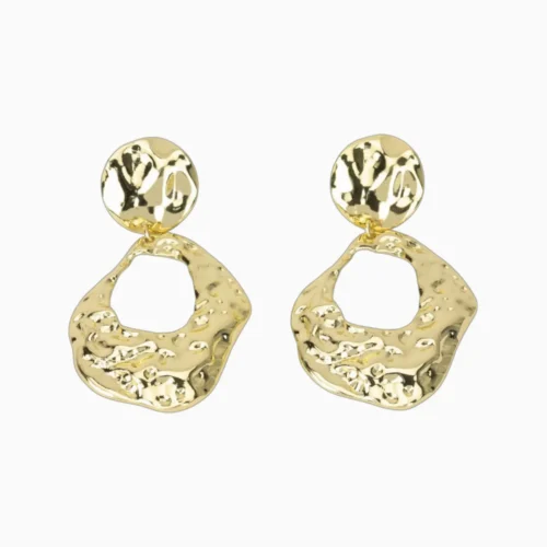 Aretes Largos De Oro Aro Derretido