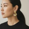 Aretes Largos De Oro Aro Derretido Aretes Largos De Oro Aro Derretido