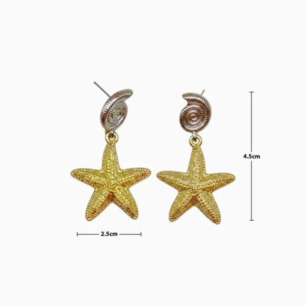 Aretes Largos De Oro Estrella De Mar