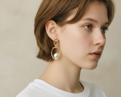 Aretes Largos De Oro Ovalo Con Perla