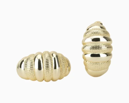 Aretes Arracadas De Oro Anchas Onduladas