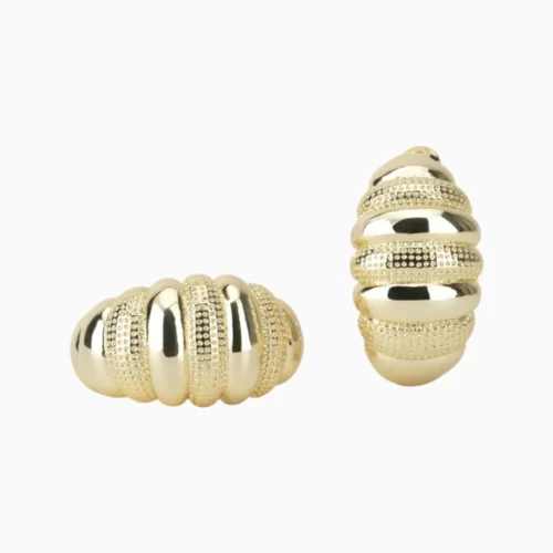 Aretes Arracadas De Oro Anchas Onduladas