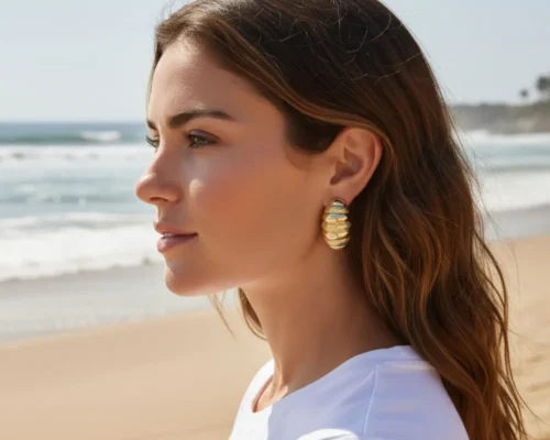 Aretes Arracadas De Oro Anchas Onduladas