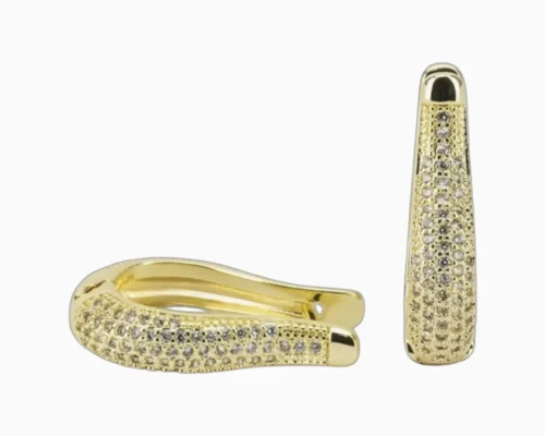 Aretes Arracadas De Oro Arpa Brillante