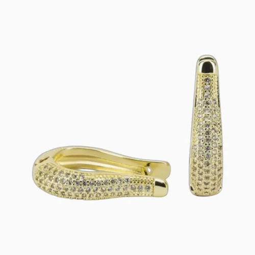 Aretes Arracadas De Oro Arpa Brillante