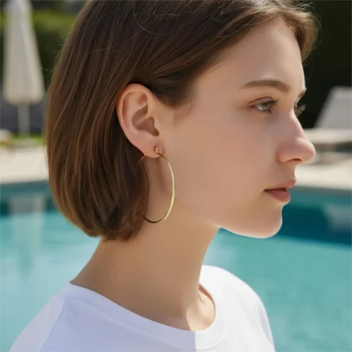 Aretes Arracadas De Oro Contemporaneas 60mm