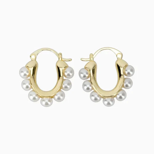 Aretes Arracadas De Oro Diseño Con Perlas