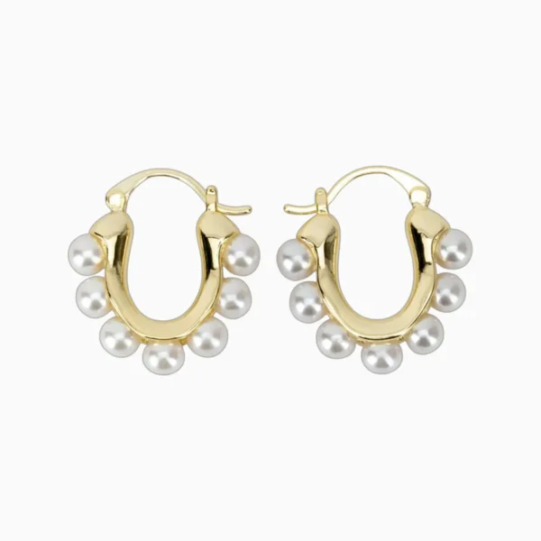 Aretes Arracadas De Oro Diseño Con Perlas