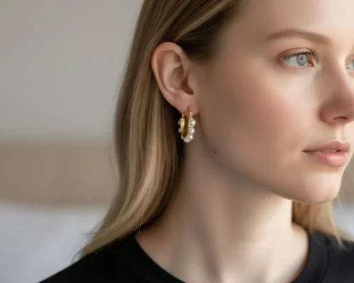 Aretes Arracadas De Oro Diseño Con Perlas