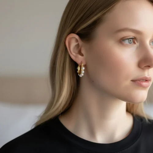 Aretes Arracadas De Oro Diseño Con Perlas