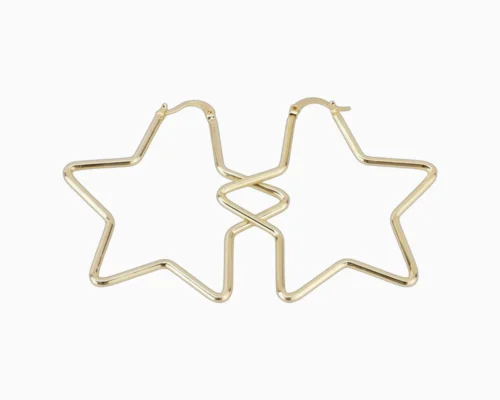 Aretes Arracadas De Oro Estrella 50mm