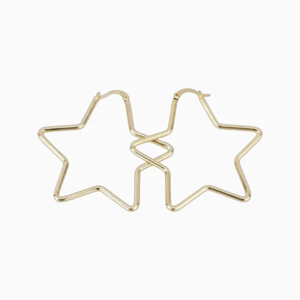 Aretes Arracadas De Oro Estrella 50mm