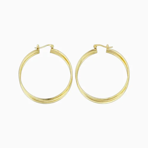 Aretes Arracadas De Oro Triple Aro 50mm