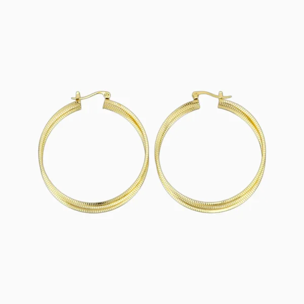 Aretes Arracadas De Oro Triple Aro 50mm
