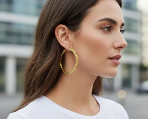 Aretes Arracadas De Oro Triple Aro 50mm