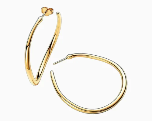 Aretes Arracadas De Plata Aro Abierto Dorado 40mm