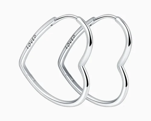 Aretes Arracadas De Plata Corazon Loved