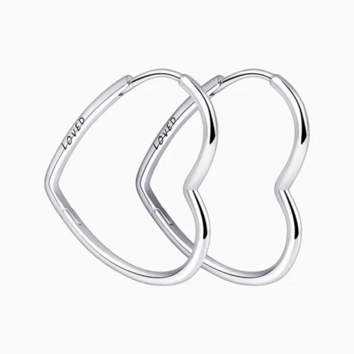 Aretes Arracadas De Plata Corazon Loved