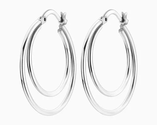 Aretes Arracadas De Plata Doble Banda