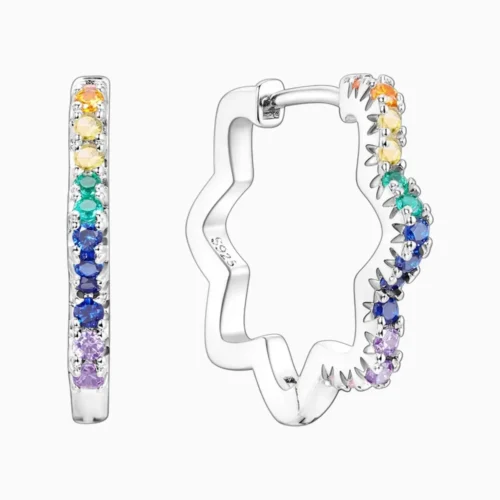 Aretes Arracadas De Plata Estrella Multicolor