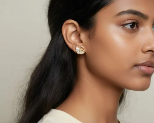 Aretes Broquel De Oro Cisne Brillante