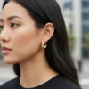 Aretes Broquel De Oro Diseño Con Perla