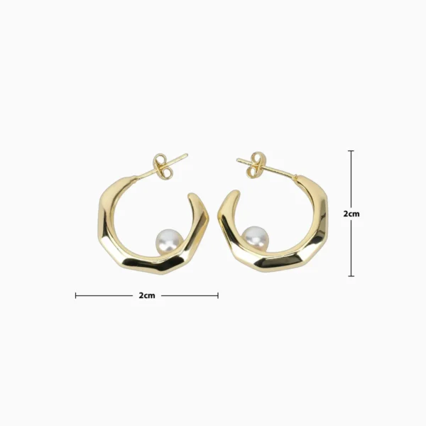 Aretes Broquel De Oro Diseño Con Perla