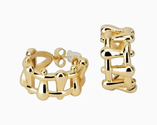Aretes Broquel De Oro Diseño Unico