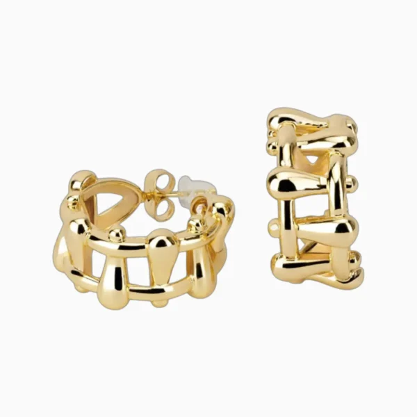 Aretes Broquel De Oro Diseño Unico