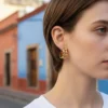 Aretes Broquel De Oro Diseño Unico